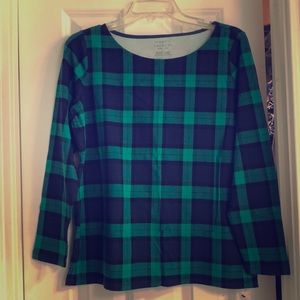 Talbots Blue/Green Plaid Tee